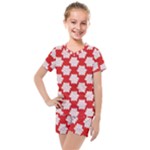 Christmas Snowflakes Background Pattern Kids  Mesh T-Shirt and Shorts Set