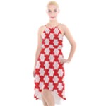 Christmas Snowflakes Background Pattern High-Low Halter Chiffon Dress 