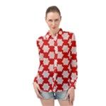 Christmas Snowflakes Background Pattern Long Sleeve Chiffon Shirt