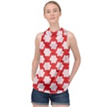 Christmas Snowflakes Background Pattern High Neck Satin Top