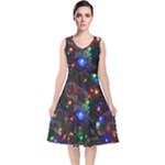 Christmas Lights V-Neck Midi Sleeveless Dress 