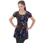 Christmas Lights Puff Sleeve Tunic Top
