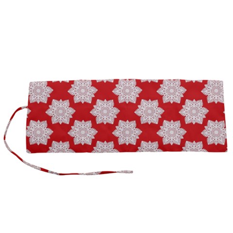 Christmas Snowflakes Background Pattern Roll Up Canvas Pencil Holder (S) from ArtsNow.com