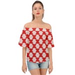 Christmas Snowflakes Background Pattern Off Shoulder Short Sleeve Top