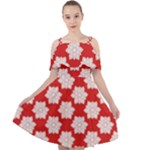 Christmas Snowflakes Background Pattern Cut Out Shoulders Chiffon Dress