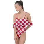 Christmas Snowflakes Background Pattern Drape Piece Swimsuit