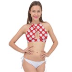 Christmas Snowflakes Background Pattern Cross Front Halter Bikini Top