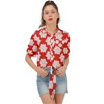 Christmas Snowflakes Background Pattern Tie Front Shirt 