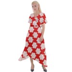 Christmas Snowflakes Background Pattern Cross Front Sharkbite Hem Maxi Dress