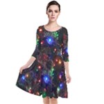 Christmas Lights Quarter Sleeve Waist Band Dress