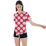 Christmas Snowflakes Background Pattern Asymmetrical Short Sleeve Sports T-Shirt