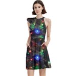 Christmas Lights Cocktail Party Halter Sleeveless Dress With Pockets