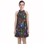 Christmas Lights Velvet Halter Neckline Dress 