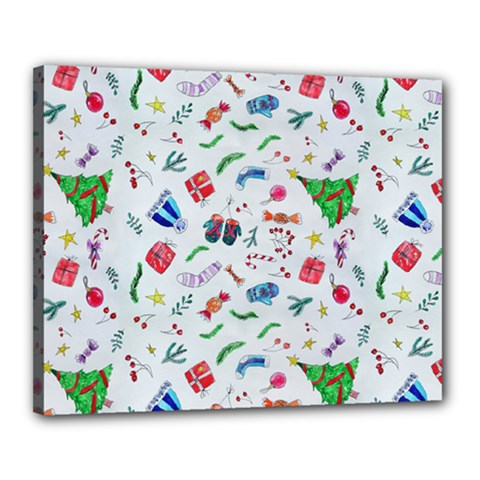 New Year Christmas Winter Pattern Canvas 20  x 16  (Stretched) from ArtsNow.com