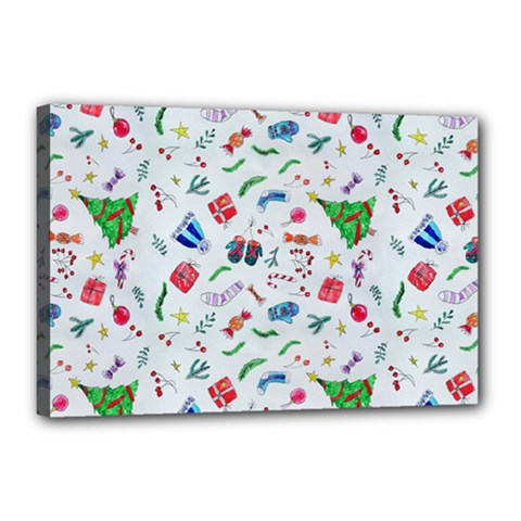New Year Christmas Winter Pattern Canvas 18  x 12  (Stretched) from ArtsNow.com