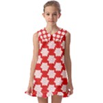 Christmas Snowflakes Background Pattern Kids  Pilgrim Collar Ruffle Hem Dress