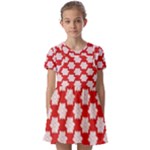 Christmas Snowflakes Background Pattern Kids  Short Sleeve Pinafore Style Dress