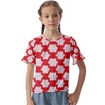 Christmas Snowflakes Background Pattern Kids  Cuff Sleeve Scrunch Bottom T-Shirt