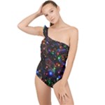 Christmas Lights Frilly One Shoulder Swimsuit