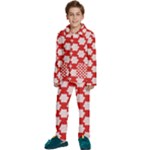 Christmas Snowflakes Background Pattern Kids  Long Sleeve Velvet Pajamas Set