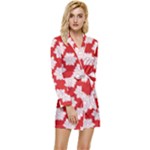 Christmas Snowflakes Background Pattern Long Sleeve Satin Robe