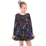 Christmas Lights Kids  Long Sleeve Dress