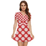 Christmas Snowflakes Background Pattern V-Neck High Waist Chiffon Mini Dress