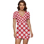 Christmas Snowflakes Background Pattern Low Cut Cap Sleeve Mini Dress