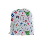 New Year Christmas Winter Pattern Drawstring Pouch (Large)