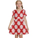 Christmas Snowflakes Background Pattern Kids  Short Sleeve Tiered Mini Dress