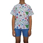 New Year Christmas Winter Pattern Kids  Short Sleeve Swimwear