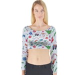 New Year Christmas Winter Pattern Long Sleeve Crop Top