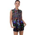 Christmas Lights Sleeveless Chiffon Button Shirt