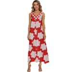 Christmas Snowflakes Background Pattern V-Neck Sleeveless Loose Fit Overalls
