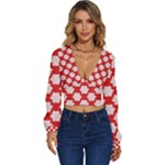 Christmas Snowflakes Background Pattern Long Sleeve Deep-V Velour Top