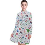 New Year Christmas Winter Pattern Long Sleeve Chiffon Shirt Dress