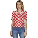 Christmas Snowflakes Background Pattern Puffed Short Sleeve Button Up Jacket