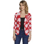 Christmas Snowflakes Background Pattern Women s One-Button 3/4 Sleeve Short Jacket
