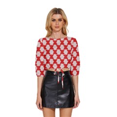 Mid Sleeve Drawstring Hem Top 