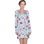 New Year Christmas Winter Pattern Long Sleeve Nightdress