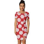 Christmas Snowflakes Background Pattern Fitted Knot Split End Bodycon Dress