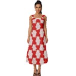 Christmas Snowflakes Background Pattern Square Neckline Tiered Midi Dress