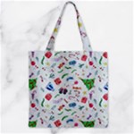 New Year Christmas Winter Pattern Zipper Grocery Tote Bag