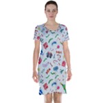 New Year Christmas Winter Pattern Short Sleeve Nightdress