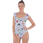 New Year Christmas Winter Pattern Short Sleeve Leotard 