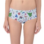 New Year Christmas Winter Pattern Mid-Waist Bikini Bottoms