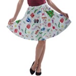 New Year Christmas Winter Pattern A-line Skater Skirt