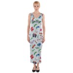 New Year Christmas Winter Pattern Fitted Maxi Dress