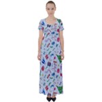New Year Christmas Winter Pattern High Waist Short Sleeve Maxi Dress