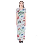New Year Christmas Winter Pattern Short Sleeve Maxi Dress